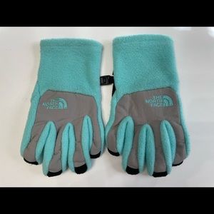 North face winter gloves fleece blue medium womens